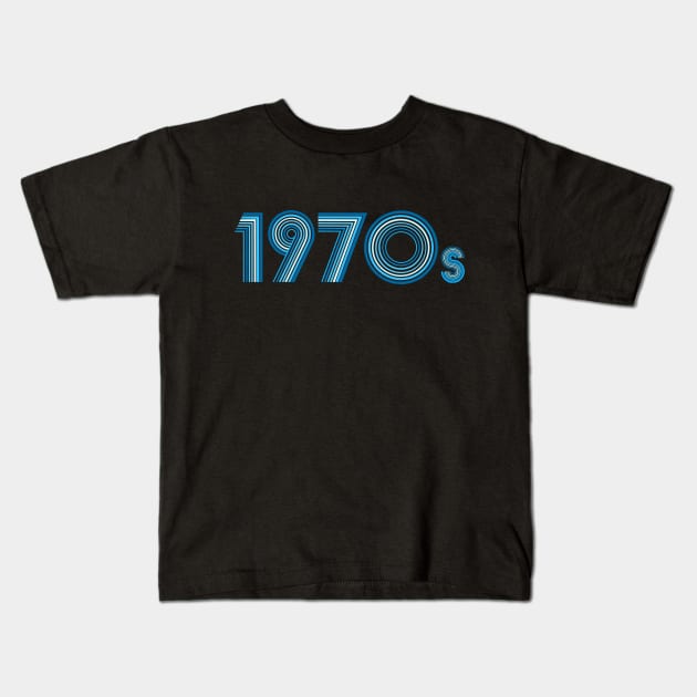 1970s Retro Blue Disco Font Kids T-Shirt by Art by Deborah Camp